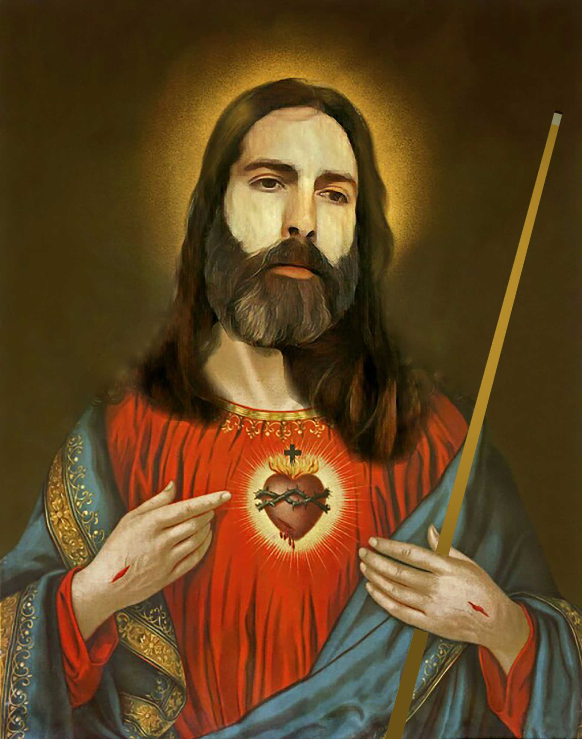 Jesus with Pool Cue